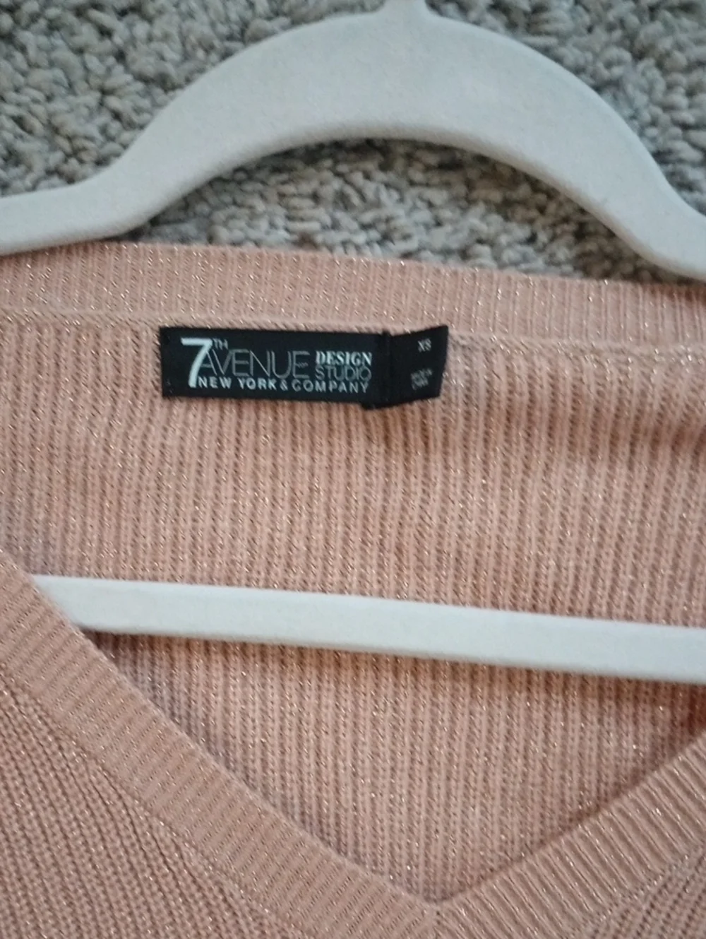 7th Ave Design Studio Glitter Ribbed Sweater - Camel - Picture 3 of 3